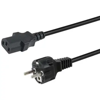 Kabllo për Furnizim me Energji Equip IEC C18 në Schuko / 1.80m / Kënd 180° – Zezë