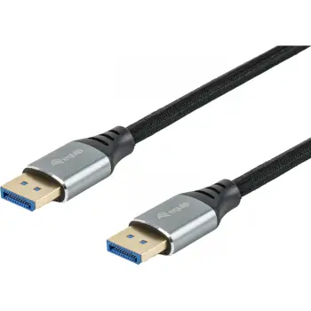 Kabllo DisplayPort 2.1 Equip, 2.0m, 16K/60Hz, 54Gbps, Argjendtë, Zi
