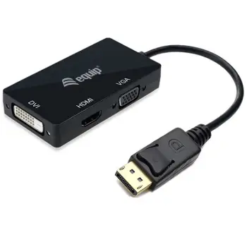 Adapter DisplayPort në HDMI/DVI/VGA Equip 133441, 0.24m, i zi