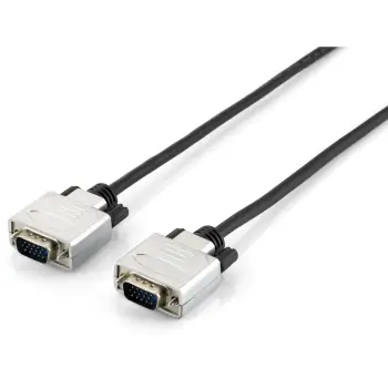 Kabllo VGA Equip HD15, 15m, Mashkull/Mashkull, E zezë, Argjendtë
