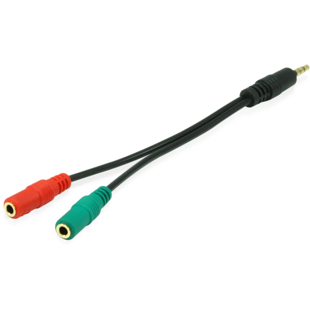 Kabllo audio Equip (147943) - Jack 3.5 mm x 2, 0.15 m, e zezë - 1