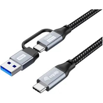 Kabllo USB Equip USB-C 3.2 në USB-C/A (St/St) / 2.00m / 20Gbps – Zezë