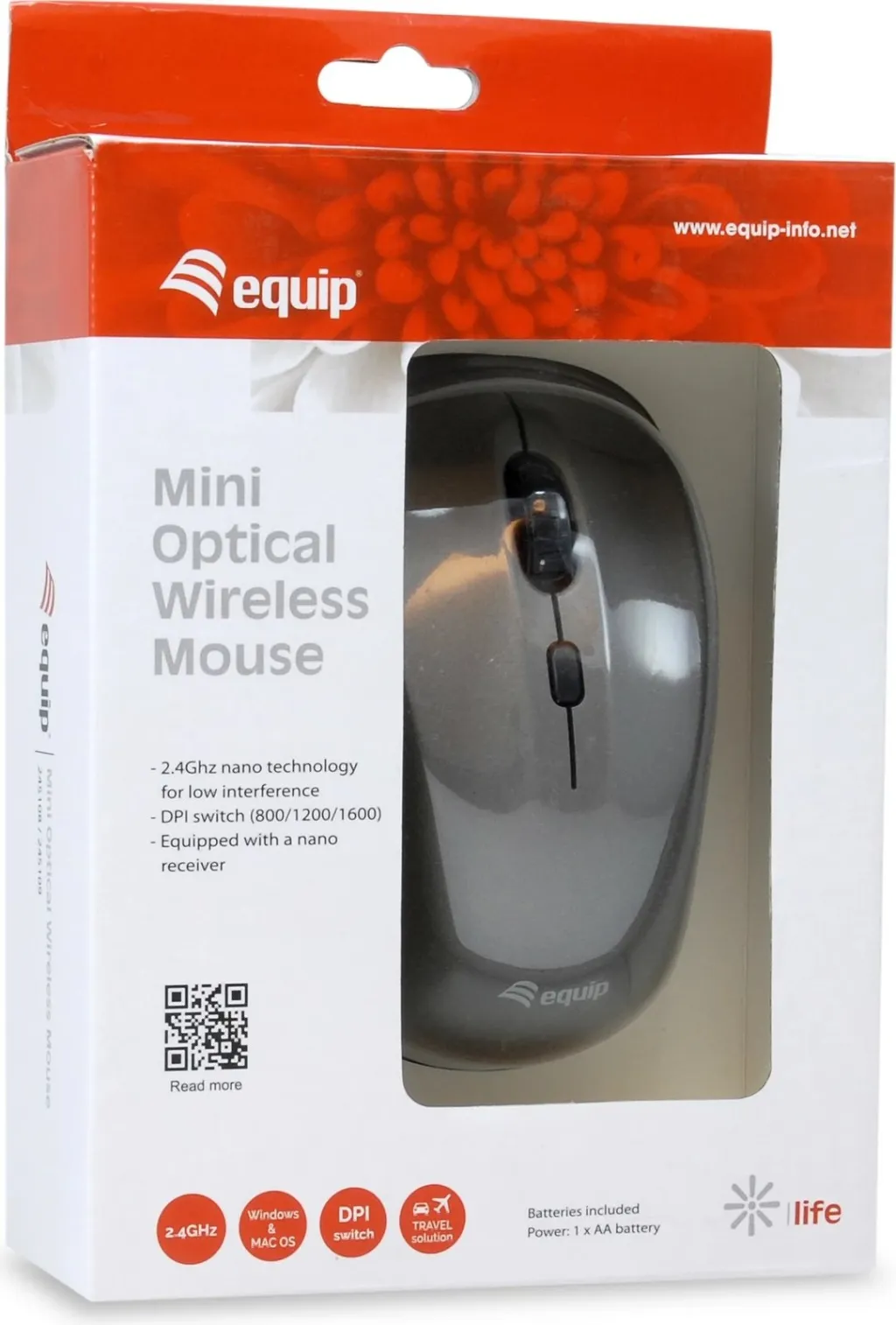 Maus wireless Equip Mini, optik, 1600 DPI, gri - 3