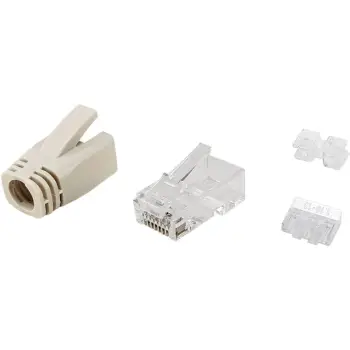 Set plug RJ45 Cat6a Equip 100 copë, transparent, bardhë