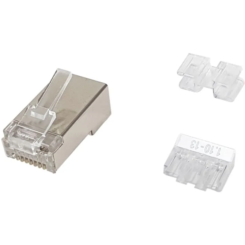 Plug rrjeti Equip Cat6A RJ45, shielded, 100 copë, gold, transparent - 1