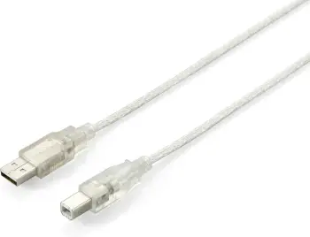 Kabllo USB 2.0 Equip, Type A në Type B, 1m, argjendtë transparente