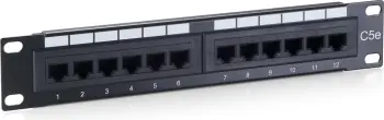 Patch panel Equip 12-portë, Cat5e, 1U, rack mounting, zi