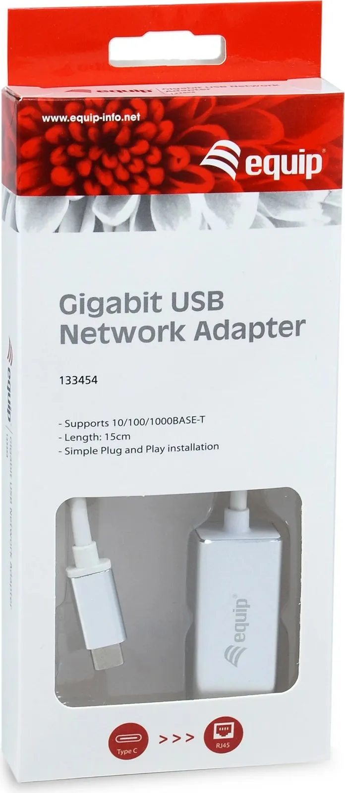 Adapter USB Type-C në RJ45 Gigabit, Equip, 1000 Mbit/s, argjendtë - 3