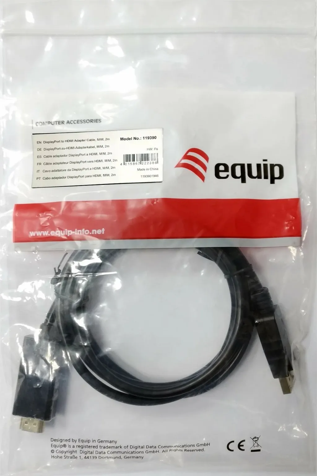 Kabllo adapter DisplayPort në HDMI, Equip, 3 m, e zezë - 2