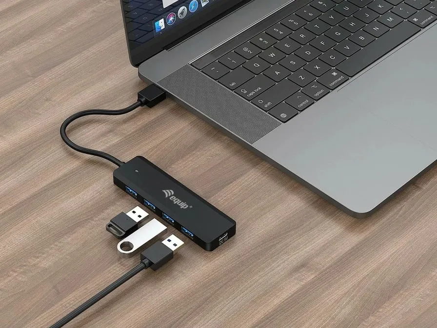 USB hub Equip 4-portë 3.2 me USB-C adapter, 5Gbps, e zezë - 5
