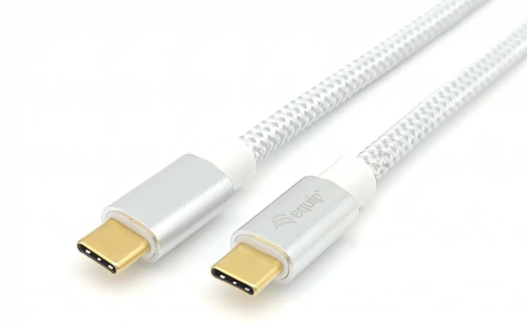 Kabëll USB C në USB C Equip USB 3.2 Gen 2, 1m, 100W, argjendtë/bardhë - 2