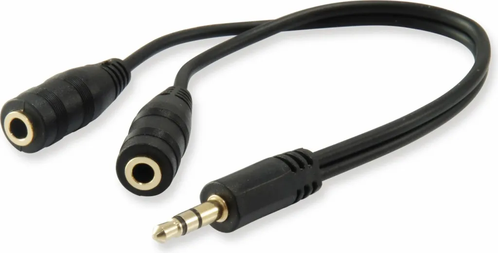 Kabllo EQUIP Jack 3.5mm x 2 0.2m (147941), e zezë - 1