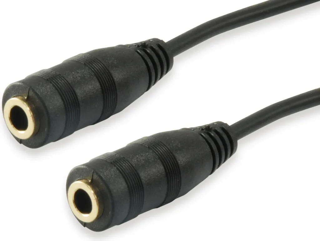 Kabllo EQUIP Jack 3.5mm x 2 0.2m (147941), e zezë - 4