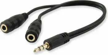 Kabllo EQUIP Jack 3.5mm x 2 0.2m (147941), e zezë