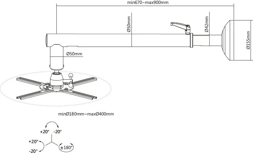 Mbajtëse projektori Equip, 67-90cm, e zezë - 3