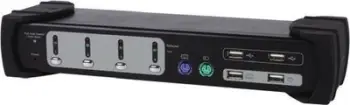 Switch KVM Equip 331544, 4 porta, dual monitor, me audio, i zi