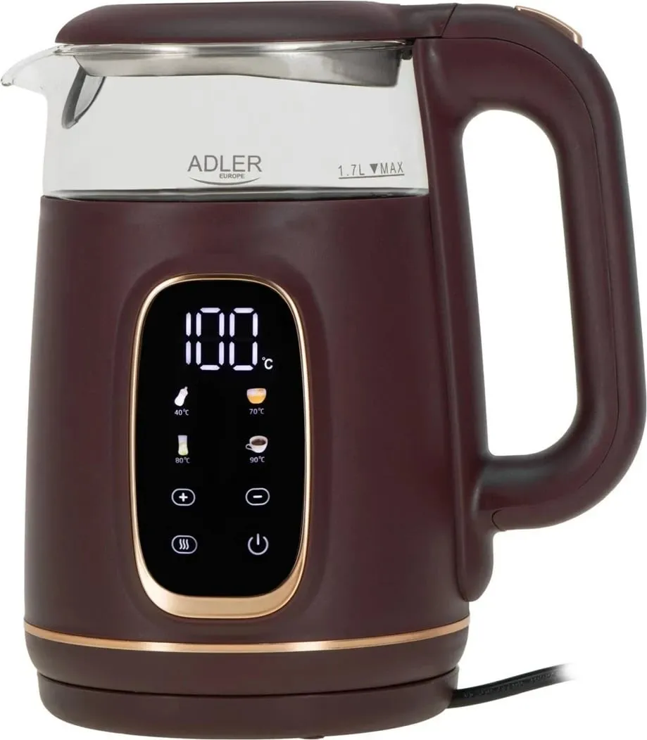 Ibrik elektrik Adler AD 1305, 1.7L, LED, Touch, Bordo - 2
