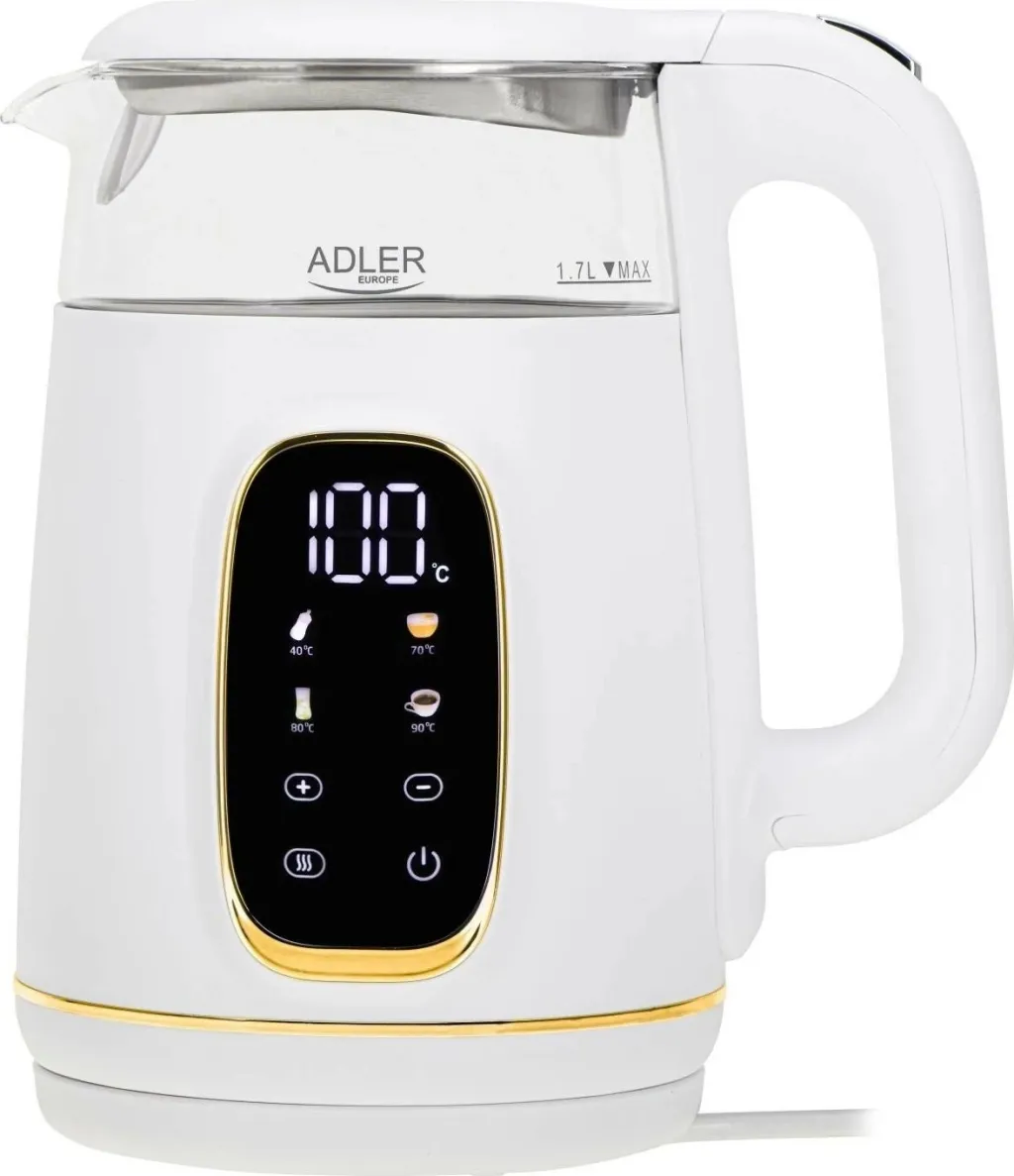 Çajnik elektrik Adler AD 1305, 1.7L, bardhë-artë - 2