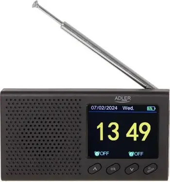 Radio portative Adler AD 1198, FM RDS, Bluetooth, me alarm, e zezë