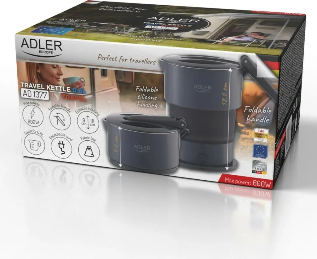 Ibrik elektrik Adler AD 1377g, silikon, 0.6L, Gri - 7