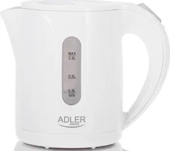Çajnik elektrik Adler AD 1371w, 0.8L, 850W, i bardhë