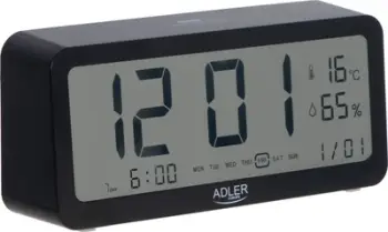 Orë me alarm Adler AD 1195B, me bateri, ekran me ndriçim, e zezë