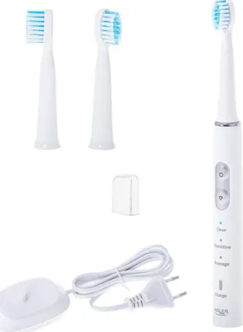 Furçë dhëmbësh sonike elektrike ADLER AD2175, 30,000 VPM, 3 modalitete, IPX7, bardhë, set me 2 koka + karikues induktiv