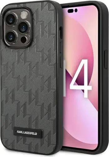 Mbështjellës Karl Lagerfeld KLHCP14SSAKLHPG për iPhone 14 6.1", Saffiano Mono Metal Logo, Gri