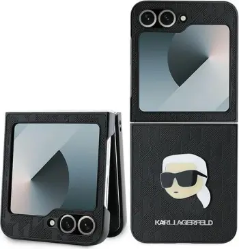 Mbështjellës Karl Lagerfeld Saffiano Metal Pin për Samsung Galaxy Z Flip 6, i zi