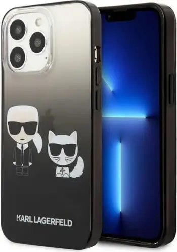 Mbulesë telefoni Karl Lagerfeld KLHCP13LTGKCK, për iPhone 13 Pro 13 6.1", hardcase, e zezë Gradient Ikonik Karl Choupette