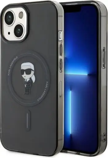 Mbështjellës Karl Lagerfeld Magsafe Karl Head për iPhone 15, i zi