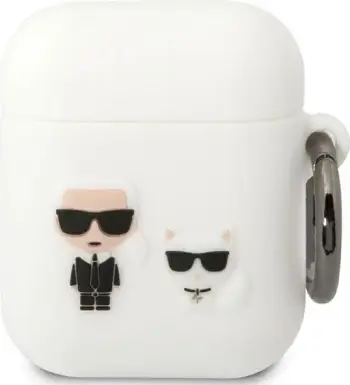 Mbështjellës për AirPods Karl Lagerfeld KLA2RUNCHH, silikon, për AirPods 1/2, i bardhë