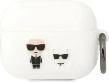 Kuti mbrojtëse Karl Lagerfeld Karl & Choupette, silikon, për AirPods Pro, e bardhë
