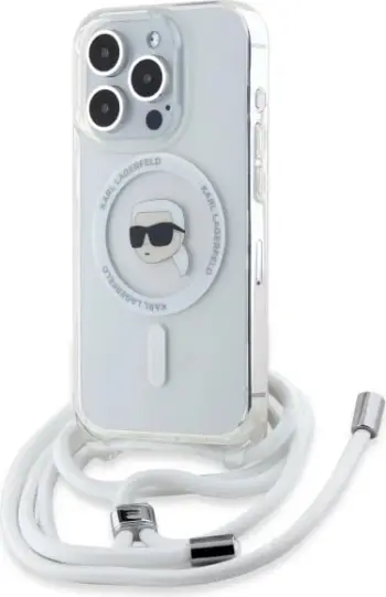 Mbështjellës Karl Lagerfeld Crossbody IML Karl Head MagSafe për iPhone 15 Pro, Transparent