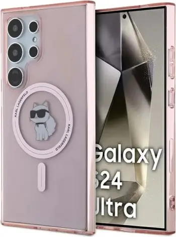 Mbështjellës Karl Lagerfeld IML Choupette MagSafe për Samsung Galaxy S24 Ultra, rozë