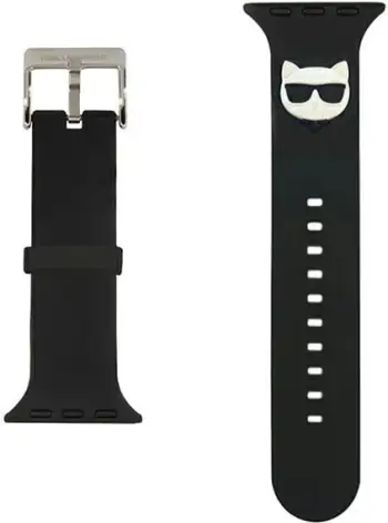 Rrip ore Karl Lagerfeld Silicone Choupette Heads, për Apple Watch 42 44 45mm, silikon, i zi