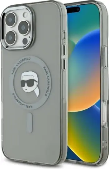 Mbështjellës Karl Lagerfeld IML Metal Choupette Head MagSafe për iPhone 16 Pro, Zi