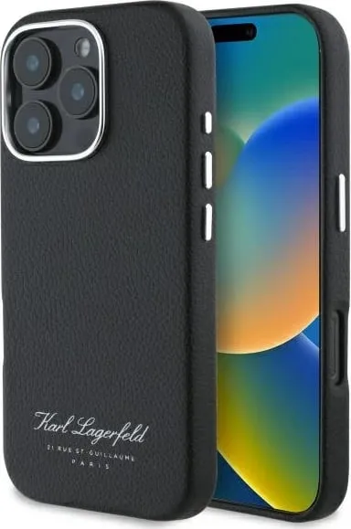 Mbështjellës Karl Lagerfeld Hotel RSG për iPhone 16 Pro, i zi - 1