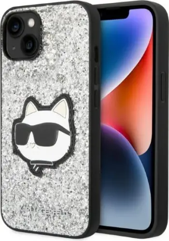 Mbulesë telefoni Karl Lagerfeld KLHCP14MLNCHCS, për iPhone 14 Plus, hardcase, Glitter Choupette Head, argjend