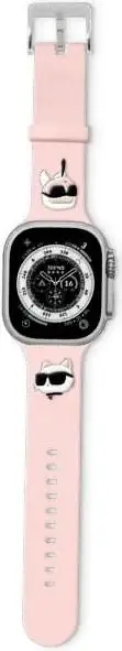 Rrip ore Karl Lagerfeld 3D Rubber Karl and Choupette për Apple Watch 38 40 41mm, silikoni, rozë