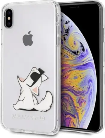 Mbështjellës Karl Lagerfeld Karl & Choupette për iPhone XS Max, Transparent