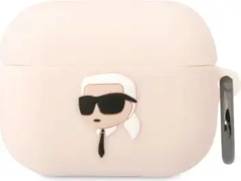 Mbulesë Karl Lagerfeld KLAPRUNIKP për Apple AirPods Pro, silikon, dizajn Karl Head 3D, rozë