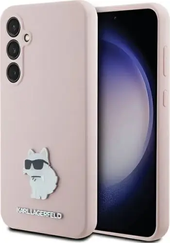 Mbështjellës Karl Lagerfeld Silicone Choupette Metal Pin për Samsung Galaxy S23, Rozë