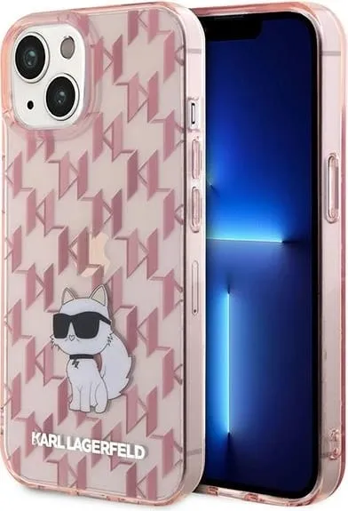 Mbështjellës Karl Lagerfeld Monogram Choupette për iPhone 15, Rozë - 1