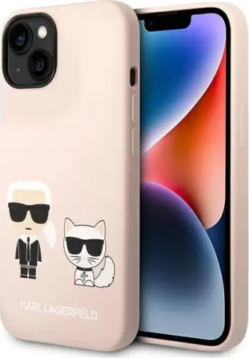 Mbështjellës Karl Lagerfeld KLHMP14MSLKHLP për iPhone 14 Plus 6.7", silikon, rozë e hapur, MagSafe