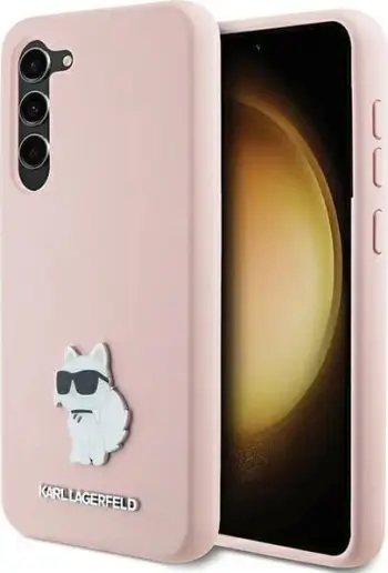 Mbështjellës Karl Lagerfeld Silicone Choupette Metal Pin për Samsung Galaxy S24+, Rozë