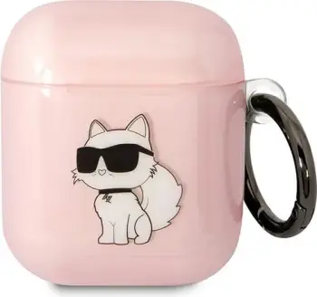 Mbulese kufjesh Karl Lagerfeld KLA2RUNIKP, për Apple AirPods 1 2, silikon, rozë 3D