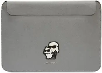 Mbështjellës Karl Lagerfeld Saffiano Karl&Choupette për laptop 14", argjend