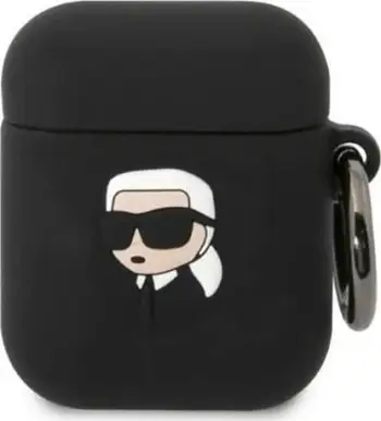Kallëp për kufje Karl Lagerfeld KLA2RUNIKK, për Apple AirPods 1/2, silikon, i zi