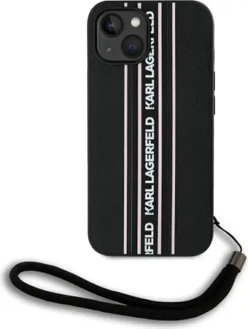 Mbështjellës Karl Lagerfeld Saffiano Athleisure Stripes Cord për iPhone 15 Pro, Rozë